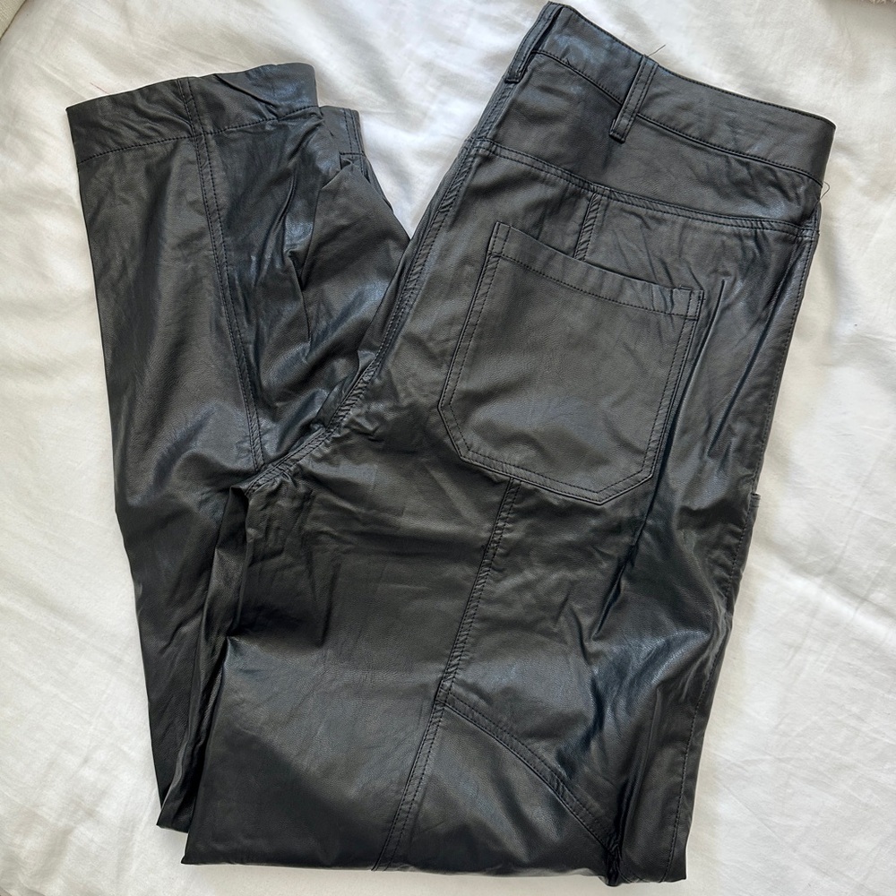 Olivaceous Black Leather Pants